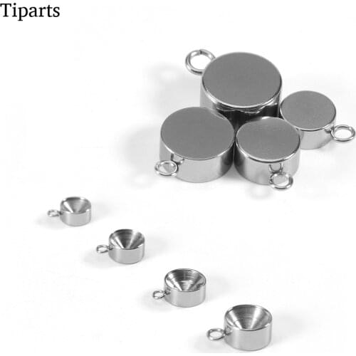 20pcs/lot 4/5/6/7/8/9/10mm Stainless Steel Stone support single / double pendant Beads For Diy Charm Pendant Jewelry Making