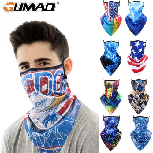 Hang-ear Breathable Shield Masks Face Bandana Ski Hiking Scarf Cycling Neck Cover Collar Gaiter Headband Printed Mask Men Women