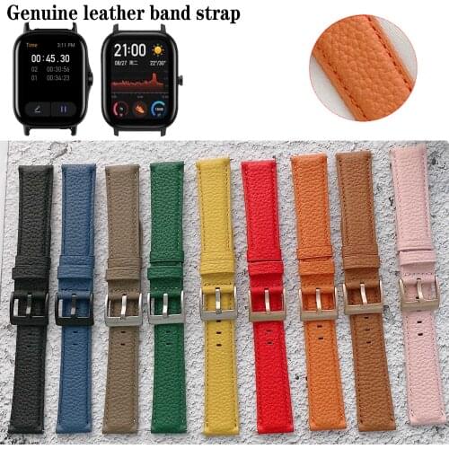 20mm 22mm Genuine Leather Band Strap For Huami Amazfit GTS 2e GTS2 mini / GTR 42mm / Bip Lite / Bip S / Bip S Lite / Bip U