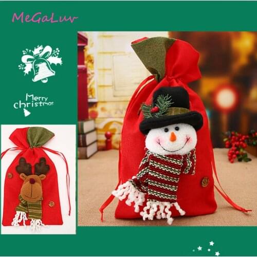 Christmas supplies New Year Santa gift bag linen 20*38cm candy bag holiday decoration Christmas children candy bag gift bag