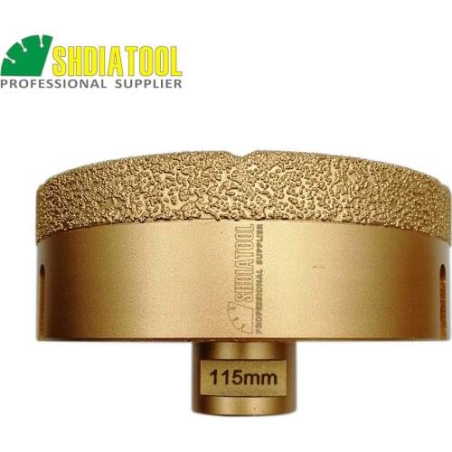 SHDIATOOL Diameter 115mm M14 Thread Vacuum Brazed Diamond Drilling Core Bit 15MM Diamond Height Ceramic Drill Bits Tile Hole Saw