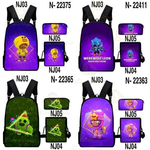 Shooter Boys Girls 3D PRIMO MORTIS Backpack Set Crow Spike Leon Shelly Browling School Bag Kids Game Star Backpack Birthday Gift