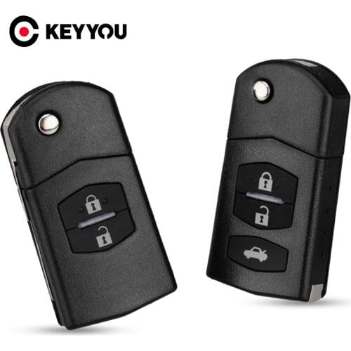 KEYYOU For Mazda 2 3 5 6 RX8 MX5 Folding Flip Key Shell For Mazda Key 2 3 Buttons Replacement Remote Car Key Fob Case Cover