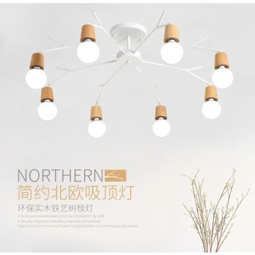 3/5/8 Heads Modern Living Room Restaurant Bedroom LED Ceiling Lamp Nordic Dining Room Bar Wooden Ceiling Lights Free Shipping