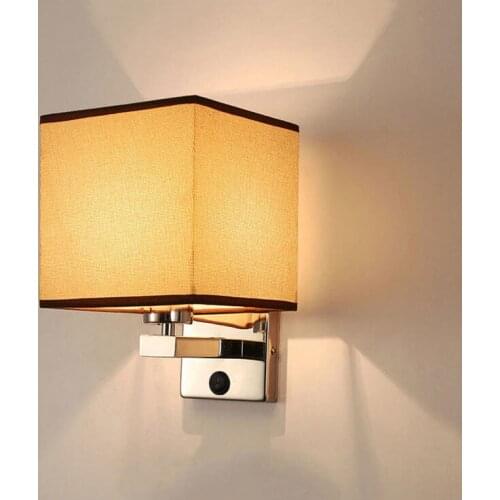 Modern Hotel Bedside Wall Lamp Cloth Swtiching Light Bedroom Hotel Wall Light Cloth Fabric On Off Lighting Fixture