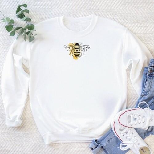 Botanical Bee Sweatshirt pure cotton casual hipster party vintage pullovers bee graphic grunge tumblr Bee Kind cute party tops