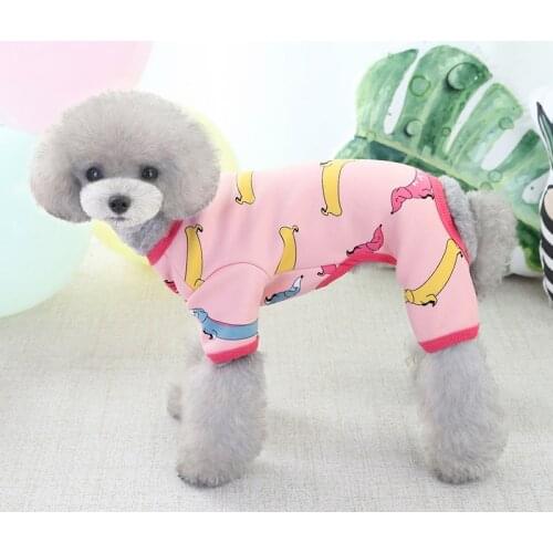 Pet Warm Pajamas Dog Clothes Puppy Jumpsuit 4 Sleeves Cotton Romper for Autumn Winter Dog Leisure Costume for Small Medium Dog
