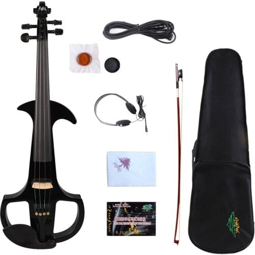 Yinfente Black Electronic Silent violin 4/4 Handmade Sweet Sound Free Case+Bow Cable#EV7