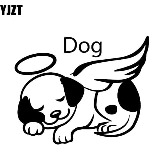 YJZT 13.6*11.1CM Dog Angel Guardian Have A Dream Sticker Silhoutte Decal Black/Silver Nice Design Covering The Body C20-1483