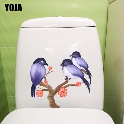 YOJA 24.3X22CM Interesting Bird Toilet Sticker Decal Wall BedRoom Home Decor Cartoon Animal T3-1220