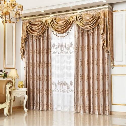 Curtains Head Simple Wedding Room Curtains for Living Room Bedroom European Cationic Jacquard Blackout Curtains Valance Custom