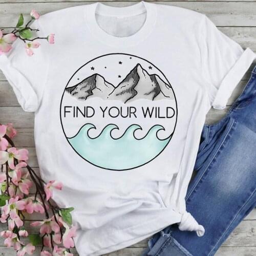 Women Graphic Mountain Travel Cute Trend Cartoon Summer Fashion Print Short Sleeve Female Clothes Tops Tees Tshirt T-Shirt