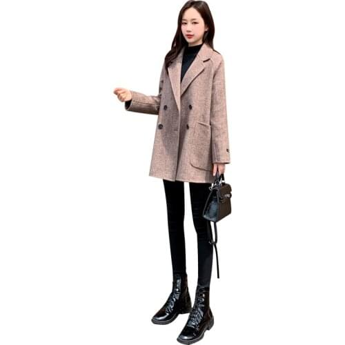 Autumn Winter Fashion Plus Size Long Woolen Coat Women Korean Double Breasted Sleeve Wool Jacket Ladies Loose Overcoat Tide G621
