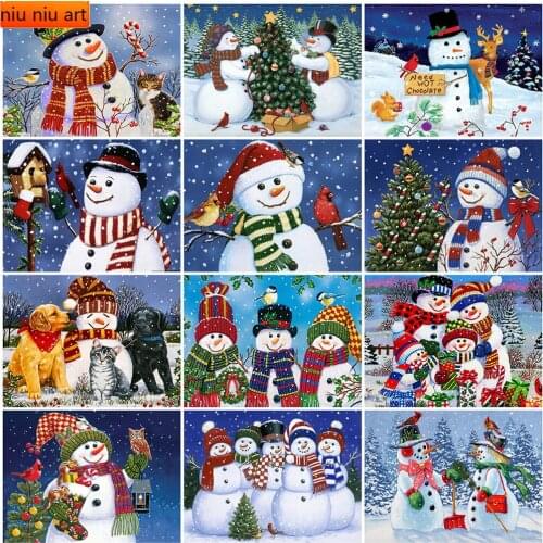 Winter Christmas Gift Full Square Round Diamond Painting Snowman Rhinestone Kit Diamond Embroidery Cartoon Mosaic