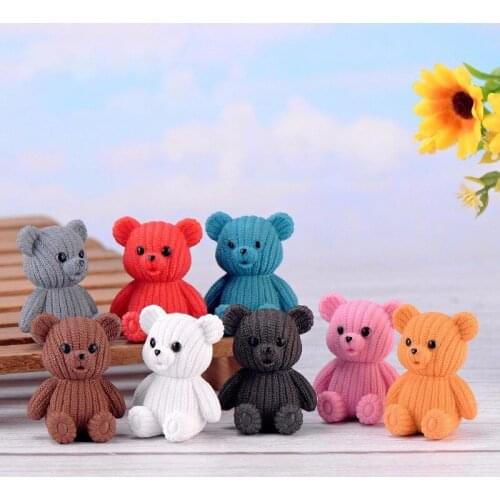 1pc Cute Bear Animal Model Craft Doll Gift Bonsai Decor Miniature Home Dollhouse Ornament Fairy Garden Decoration DIY Accessory