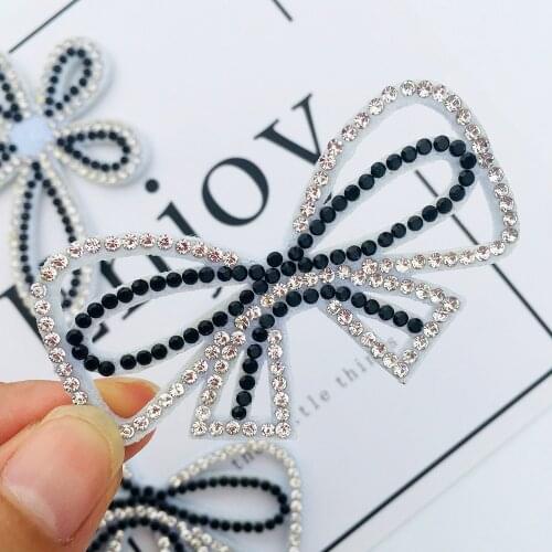 10PCS Colorful Padded bow Patches Rhinestone for DIY Clothing Accessories Handmade Headwear Bow Decor Appliques Craft Handmade