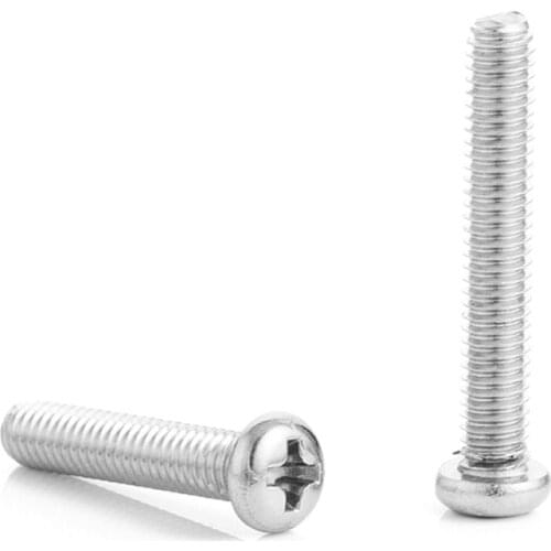 10pcs/lot M3 M4 M5 M6 35/40/45/50/55/60 mm A2-70 304 Stainless Steel Cross Phillips Pan Head Screw Round Bolt