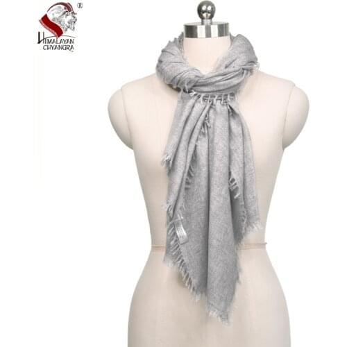 100% cashmere grey scarf Four Side Fringe Fashinable and Warm soft Made in Nepal Export to Japan SGS test Passed