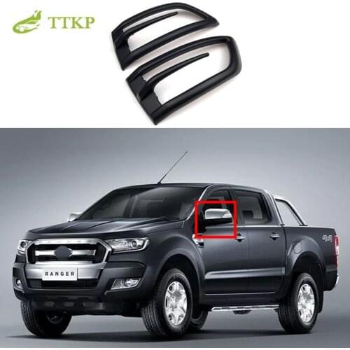 2 PC ABS Matte Black Lamp rearview Mirror Cover Light Cover Car Accessories Fit For Ford Ranger 2012-2019 T6 T7 T8 Car styling
