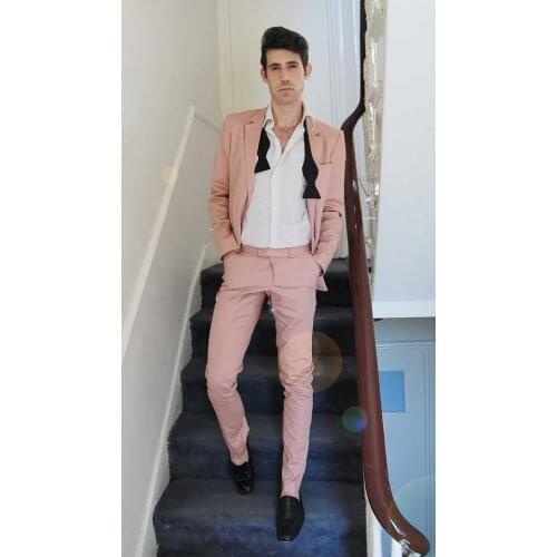 2017 Latest Coat Pant Designs Hot Pink Beach Men Suit Slim Fit 2 Piece Groom Tuxedo Custom Blazer Terno Masculino Jacket+Pant B5