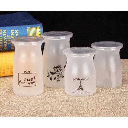50pcs High temperature resistant plastic PP caramel pudding cup with lid matte transparent thickening milk dessert yogurt bottle