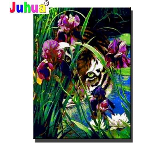 Handicrafts Diamond Embroidery Tiger iris DIY Diamond Painting Cross Stitch Full square Round Picture Of Rhinestone Mosaic Decof
