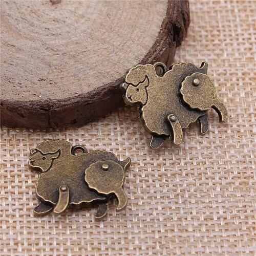 Free shipping 20pcs 20x18mm antique bronze little sheep charms diy retro jewelry fit Earring keychain hair card pendant