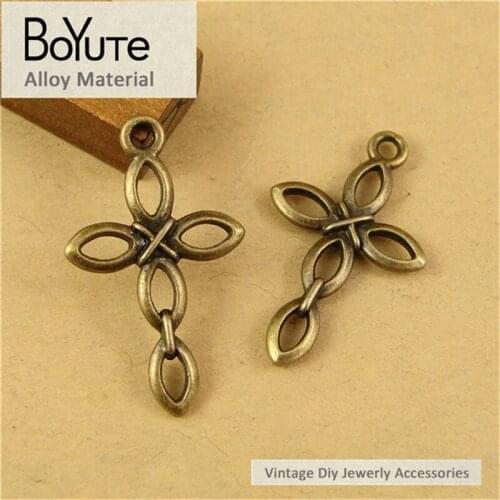 BoYuTe (50 Pieces /lot) 27*16MM Antique Bronze Plated Zinc Alloy Metal Diy Pendant Cross Charms for Jewelry Making Findings
