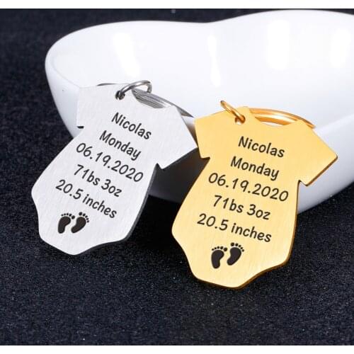 Lovely Personalized Baby Boys Girls Keychain Name Birth Weight Height For Newborn Commemorate New Mom Dad Gift Keyring