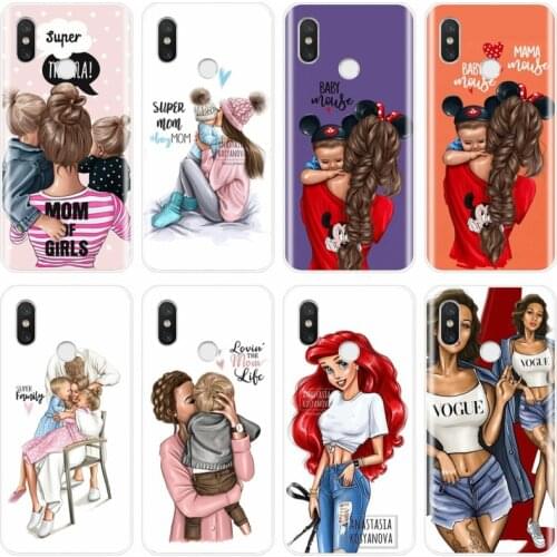 Brown Hair Baby Mom Girl Queen Cover TPU Phone Case For xiaomi 4 4S 5 5C 5S 5S PLUS 6 6X 8 Pro 8lite 8 9 SE MAX 2 3 3Pro