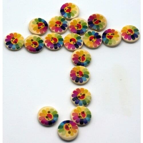 Free Shipping 50PCS 2Holes Wooden Buttons DIY Scrapbooking Crafts Sewing Accessories Decorative Buttons Sunflower