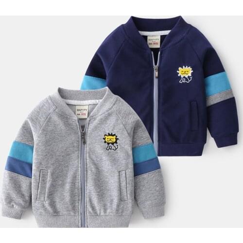 2021 New Boys Coat Childrens Clothing Fashion Korean Cartoon Cardigan Spring And Autumn Baby Zipper Jacket Tops For 2-6years