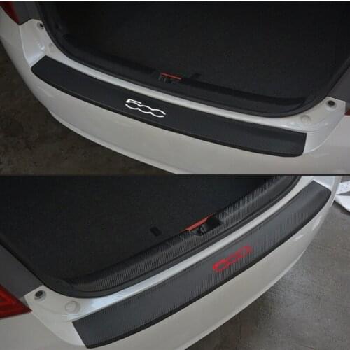 For Fiat 500 PU leather Carbon fiber Styling After guard Rear Bumper Trunk Guard Plate Car Accessories