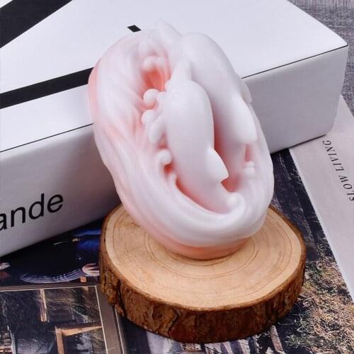 Two Dolphins Shape Silicone Candle Mold DIY To Make Plaster Resin Model Fudge Ice Cube Chocolate Cake Tool Soap Holiday Gift Wa