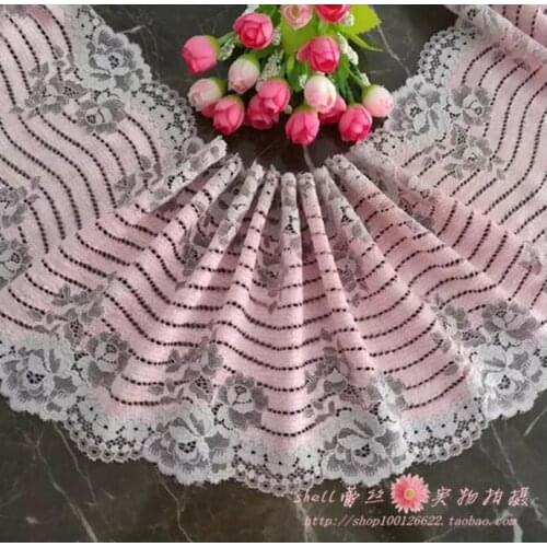 1 Meter Pink Blue Elastic Lace Fabric DIY Garment Accessories Sewing Swiss Trim Wedding Lace 18.5cm Width