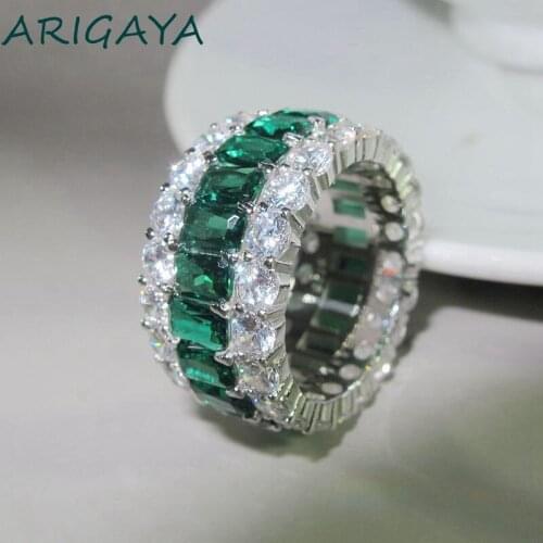 Luxury Real 925 Sterling Silver Created Moissanite Diamond Emerald Gemstone Wedding Engagement Ring For Women Fine Jewelry