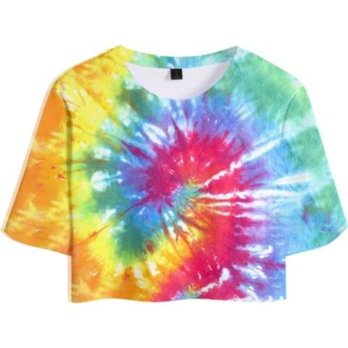 Tie Dye T-shirt Women Hip Hop Irregular pattern Colorful Psychedelic Girls Crop top Tshirts Fashion Harajuku Tee Shirts