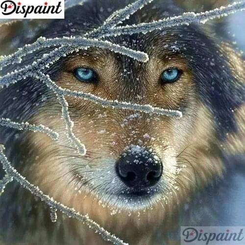 Dispaint Full Square/Round Drill 5D DIY Diamond Painting "Animal wolf" Embroidery Cross Stitch 3D Home Decor A12092