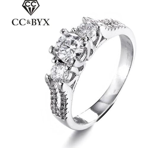 Fashion Jewelry White Gold Color Cubic Zircon Wedding Engagement Rings for Women Vintage Jewelry Anelli Joyeria For Sale CC011
