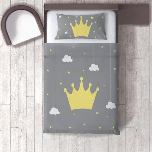 Duvet Cover Set Bedding Set Pillow Case for Baby and Kids Room 3D Printed Yellow Crown Star Model 079