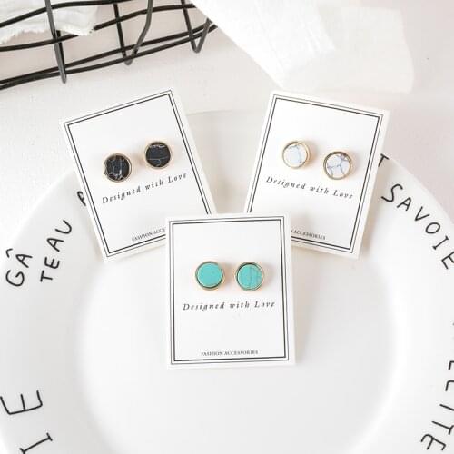 Contracted temperament senior feeling elegant vogue of new fund of geometric earrings joker natural stone circle stud earrings