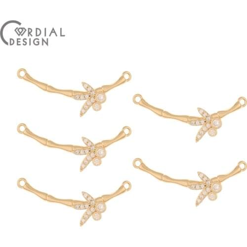 Cordial Design 50Pcs 12*29MM CZ Pendant/Bamboo Shape/Jewelry Findings & Components/DIY Necklace Accessories/Hand Made/Charms