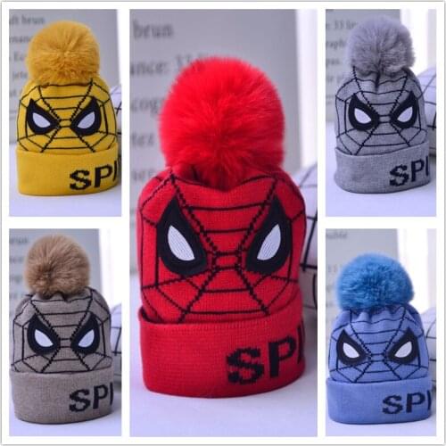 Hot Superhero Children Kids Hat Spider Cosplay Costumes Cartoon Warm Beanie Hat Topic Knitted Cap