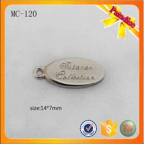 MC120 silver color custom engrave logo metal charm jewelry tag for shoes charm