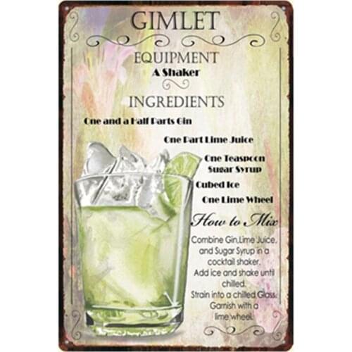 [ Mike86 ] Gimlet Cocktail Lounge Metal Plate Hawaii Wall Posters Vintage Tin Sign Antique Souvenirs Festival Gift Dd-1013