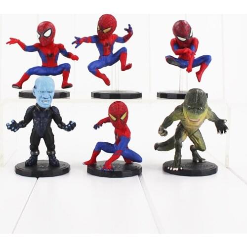 6-8cm 6pcs/Lot Avengers Superhero Spiderman Figure Toy Cool The Amazing Spider Man Thanos Mini Model Dolls