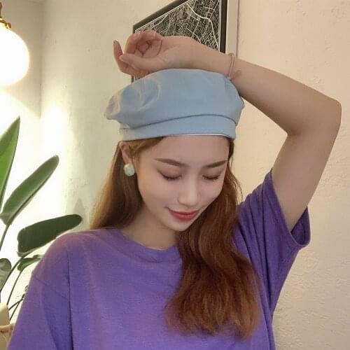 Fashion Woman Solid Color Girl Beret Beanie Painter Summer Spring Sun Hat