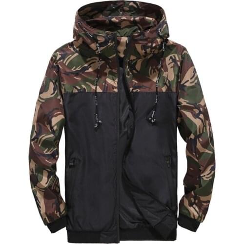 Mens 2021 Hot Jacket Camouflage Coat Tooling Hooded Color Matching New Youth