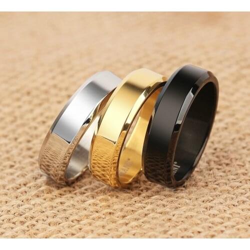 1pcs Lovers Double Bevel Edge Steel Titanium Finger Rings Party Favors for Men and Women Rings Party Decoration Gifts Supplies