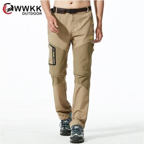 Mens Outdoor Sport Quick-Drying Trousers Casual Stretch Detachable Pant Male Breathable Sunscreen Trousers Camping Hiking Pants